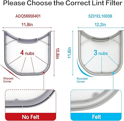 Miniatura 2 de ADQ56656401 Filtro de pelusa para secadora Pantalla de malla de acero inoxidable mejorado para LG ADQ566564 y Ken-more Elite Dryer, reemplazo