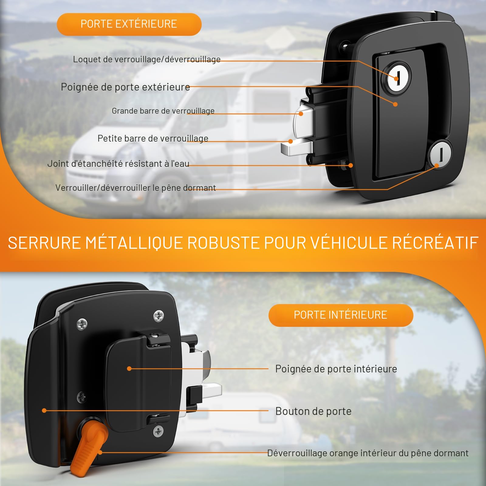 Akozon Loquet De Porte De Camping-car Serrure De Remorque De Voyage