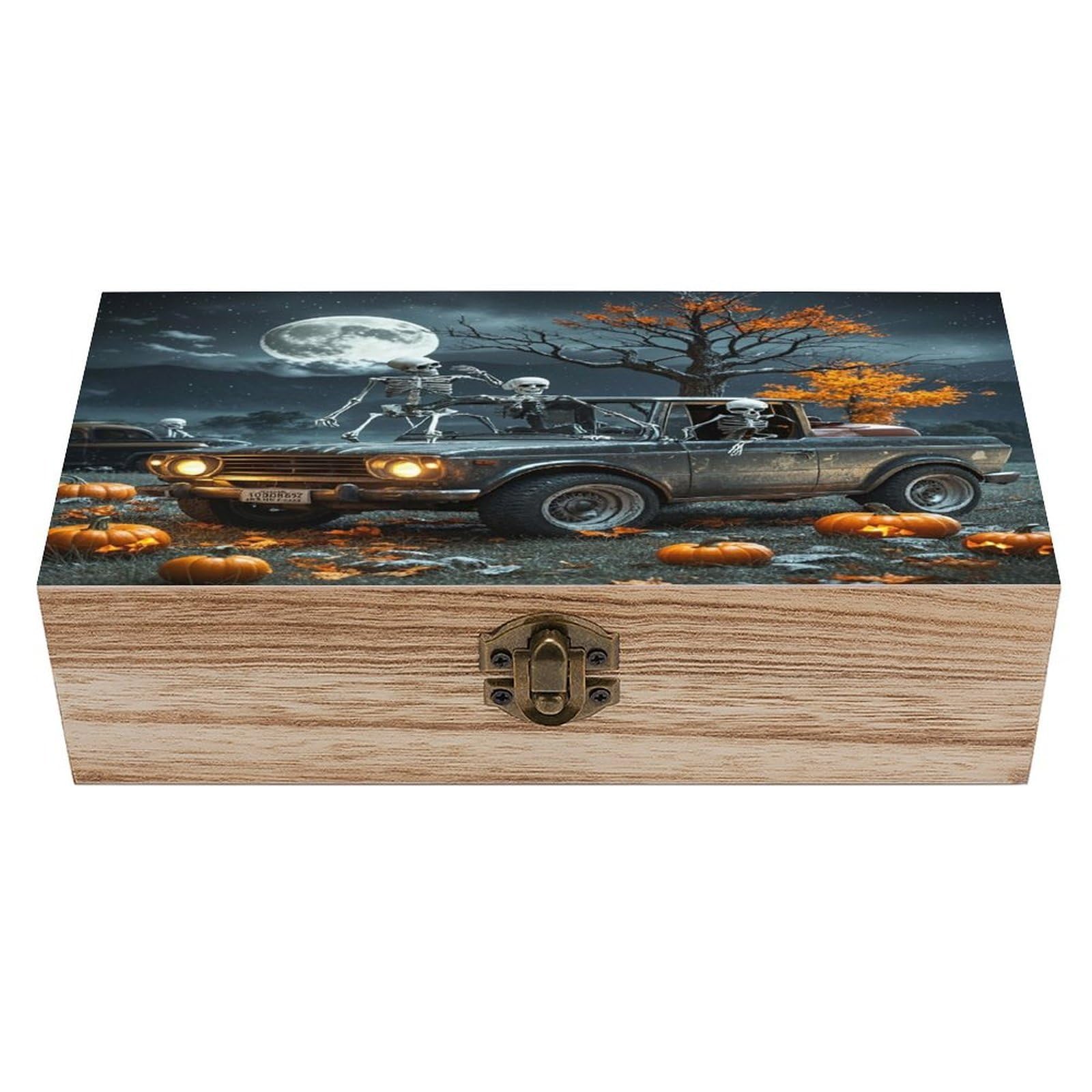 LZQPOEAS Moon And Car Wooden Box Storage Space to Organize Jewelry in A Beautiful Small Storage Box Decorative Card Boxes Memory Treasure Boxes for Crafts And Photo Storage