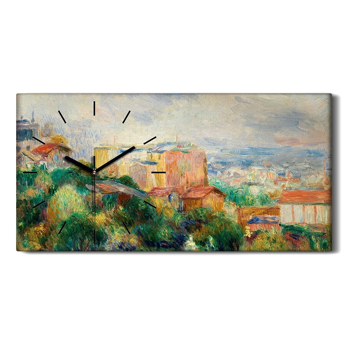 Horloge sur Toile 60x30cm Vue de Montmartre Décoration Murale Salon