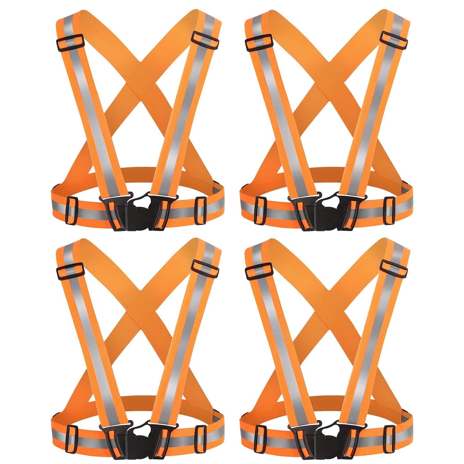 4 Pezzi Gilet Riflettente di Sicurezza, Regolabile Gilet Catarifrangente, Gilet da Corsa Riflettenti Riflettente, Bretelle Giubbotto Catarifrangenti, per Ciclismo, Corsa, attività All'aperto