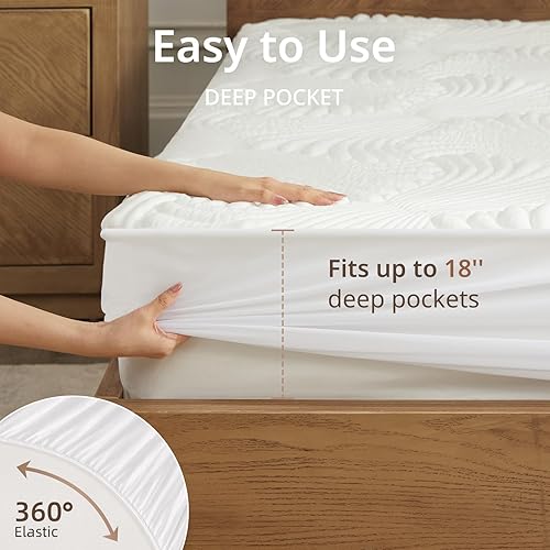 Miniatura 7 de Protector de colchón térmico King, calentador de colchón eléctrico con 9 ajustes de calor, función de memoria, 1-12 horas de apagado automático,