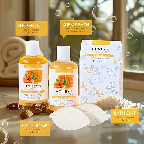 Miniatura 3 de Cesta de regalo de baño y spa, juego de regalo para mujeres y hombres, incluye gel de ducha, baño de burbujas, sal de baño, esponja de baño, caja de