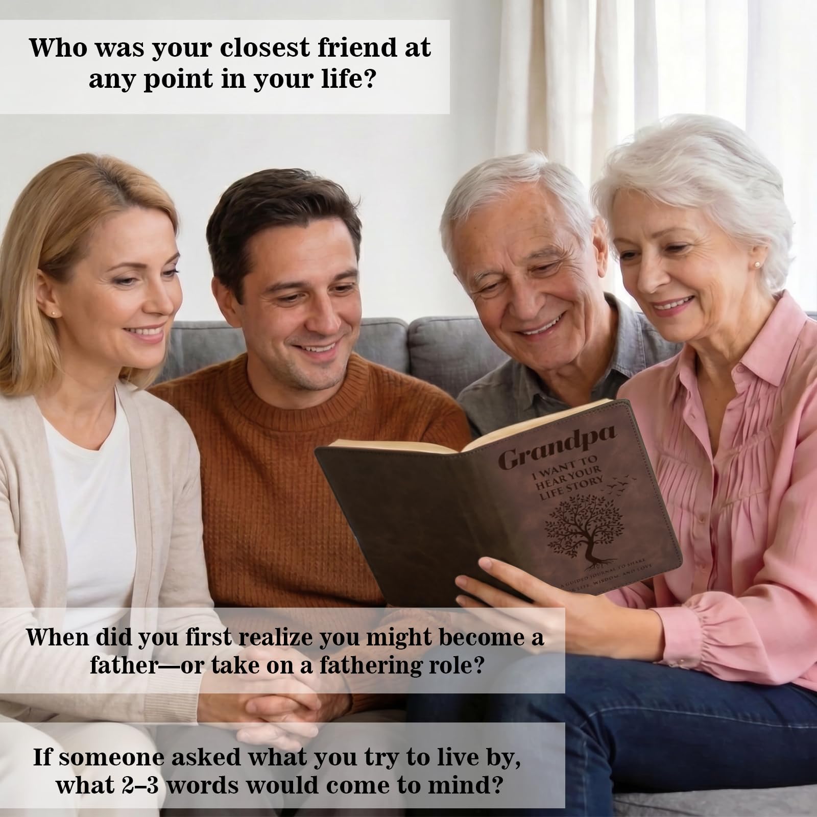 Grandpa I Want To Hear Your Story - Juego de regalo de diario de cuero para la familia, recuerdo de reliquia, regalos significativos para el abuelo de parte de los nietos, regalos