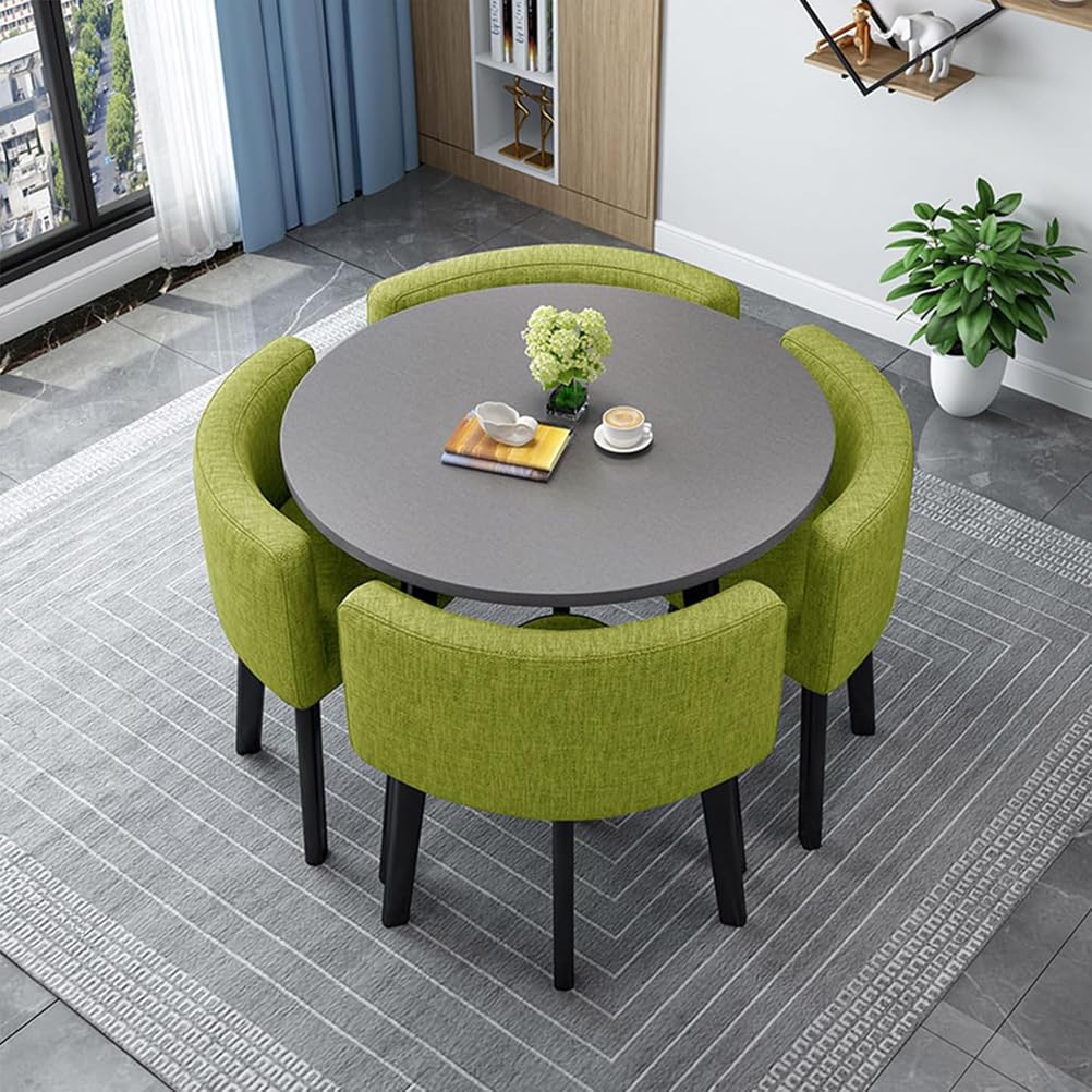 AYCDL Modern Dining Table Set with 4 Durable Chairs Compact Round/Square Kitchen Furniture Ideal for Home Conference and Meeting Rooms 90cm Size Stylish Rec,01-90cm