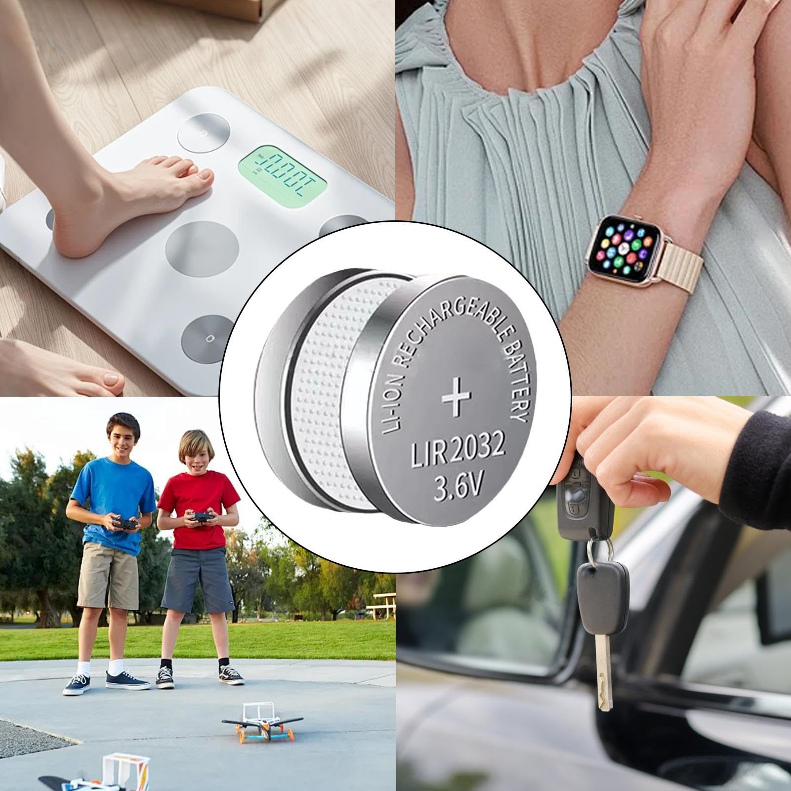 Amazon | ウォッチ ボタン電池 - 充電式ボタン電池、コイン電池 | 3.6v Lir2032 ボタン型イオン電池、2x イオンコイン電池、充電時間  1 ～ 1.5 時間、電卓、時計、おもちゃ用イオン電池 | Generic | 充電式電池