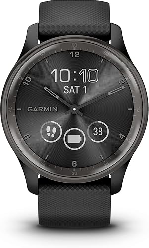 Garmin vívomove Trend, elegante reloj inteligente híbrido, batería de larga duración, manecillas de reloj dinámico y pantalla táctil, color negro