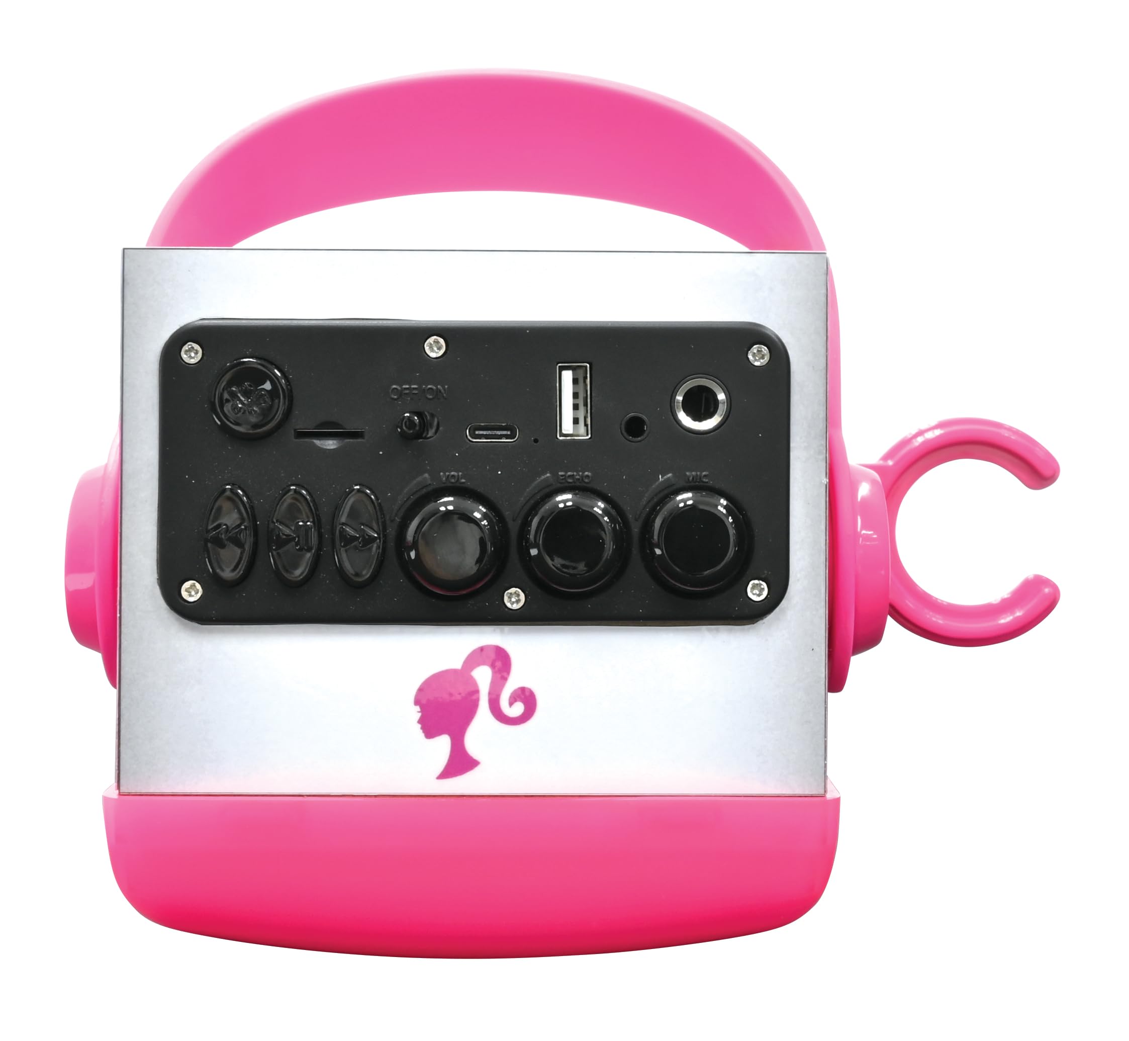 Lexibook Microphone Sans Fil Barbie – Enceinte Intégrée, Lumières, 4 Voix Déguisées, Écho & Rechargeable – Idéal Karaoké Enfants