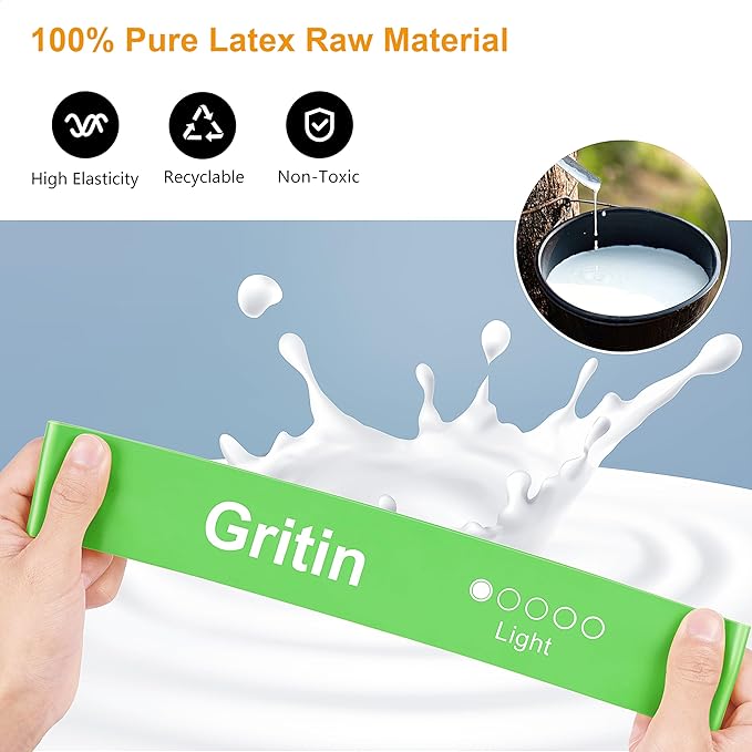 The inclusion of different resistance levels in a single set enables users to progress at their own pace, making these bands suitable for both beginners and experienced fitness enthusiasts. Gritin's focus on high-quality materials and practical design ensures that these resistance bands provide an effective and enjoyable workout, helping users achieve their fitness goals efficiently and conveniently.