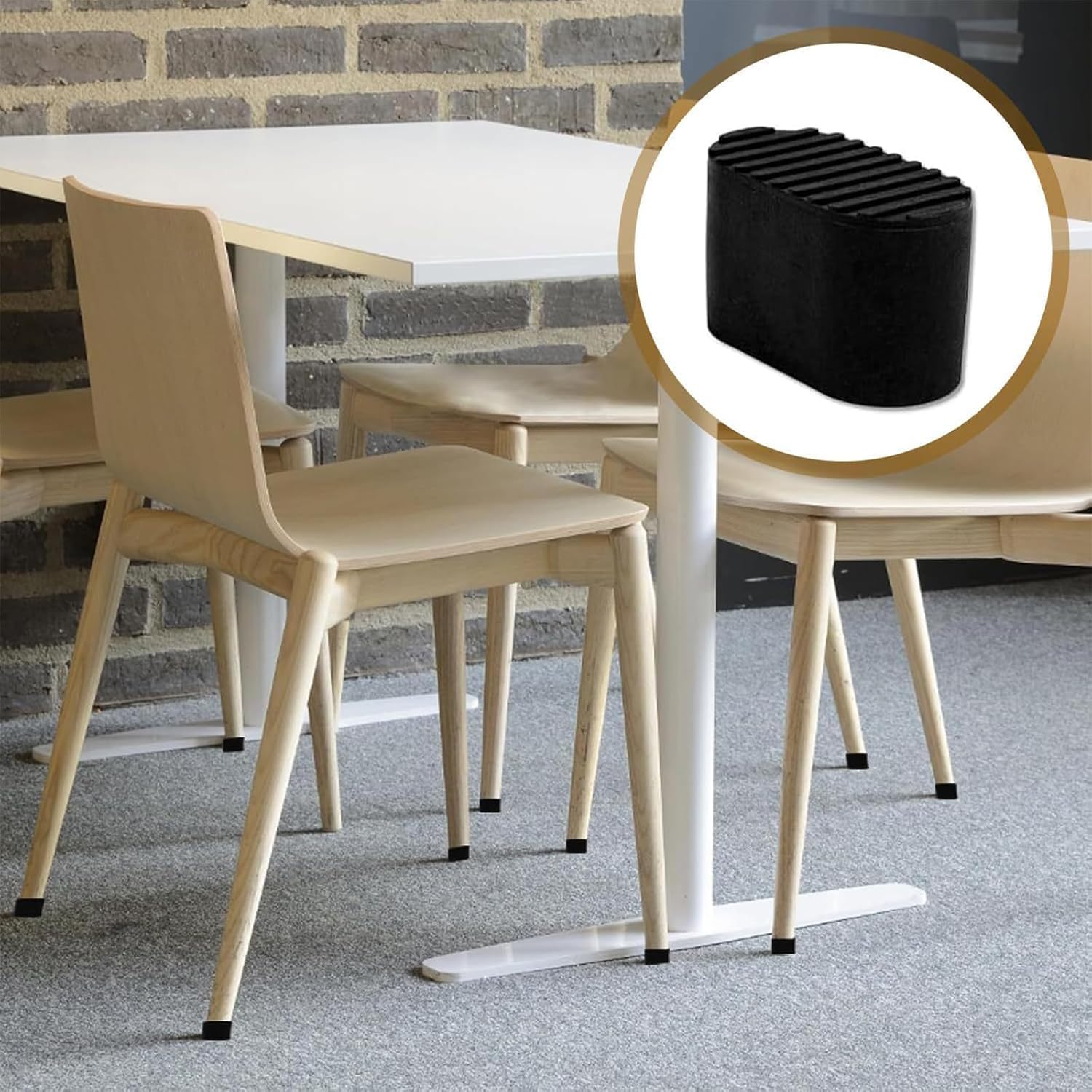 24pack Ovals Rubber Chair Leg Caps Slip Resistant Furniture Floor Guards For Round Furniture Table Chair Office Chair Noises Reduction Pad