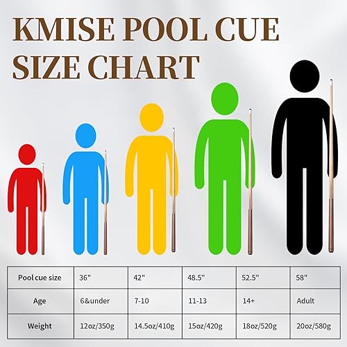 Miniatura 7 de Kmise Taco de madera para billar, punta de 0.512 in, 36 pulgadas, 42 pulgadas, 48 pulgadas, 52 pulgadas, palos de billar cortos, tacos de billar