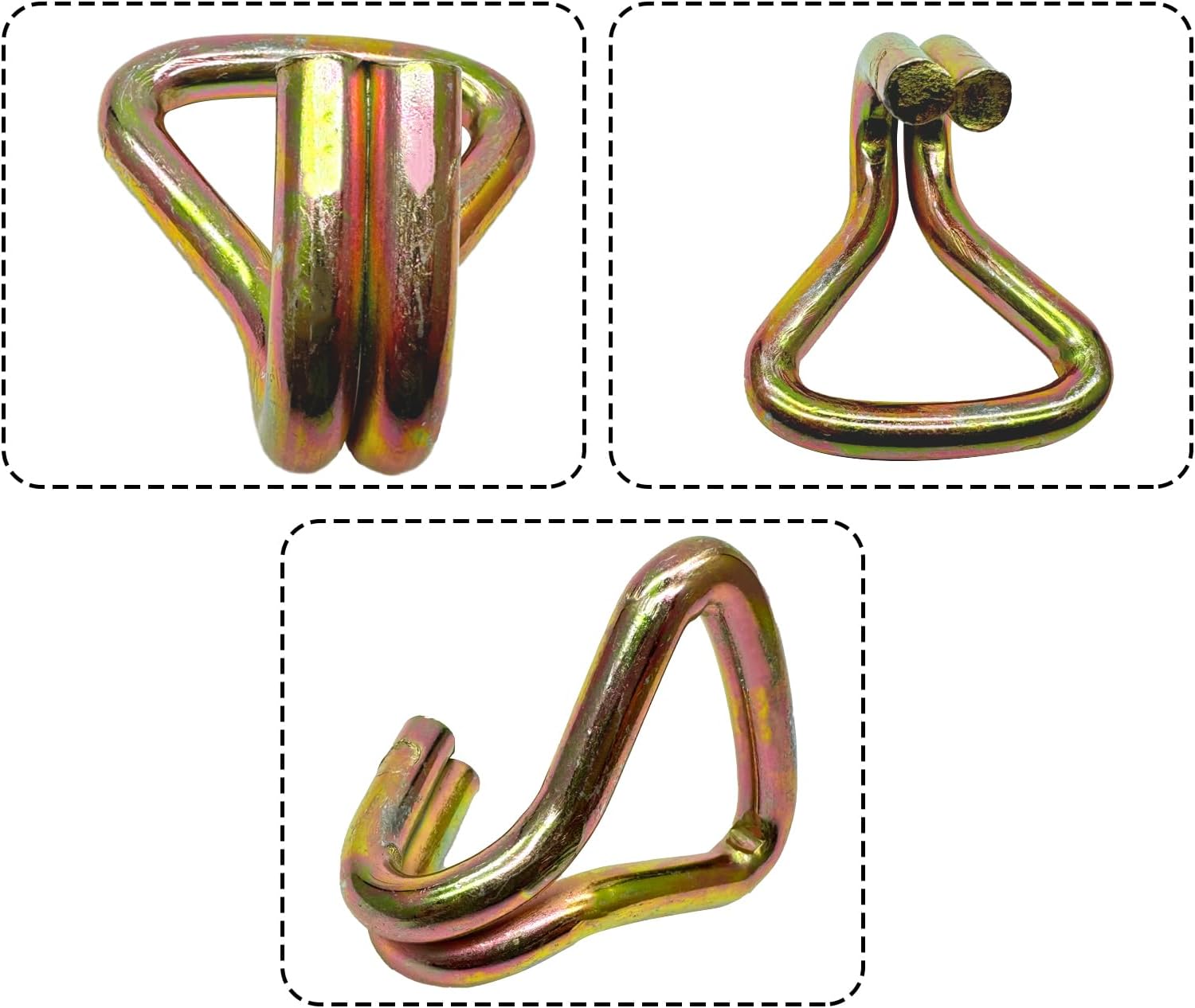 4pcs Double J Hook,Heavy Duty Ratchet Double J-Hooks for 1.5" Tie Down Strap Webbing