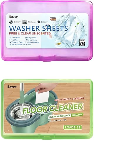 Enyur Hojas de detergente para ropa, sin perfume, jabón de lavandería de viaje, 32 cargas1 paquete, limpiadores de suelos 32 cargas1 paquete, fácil