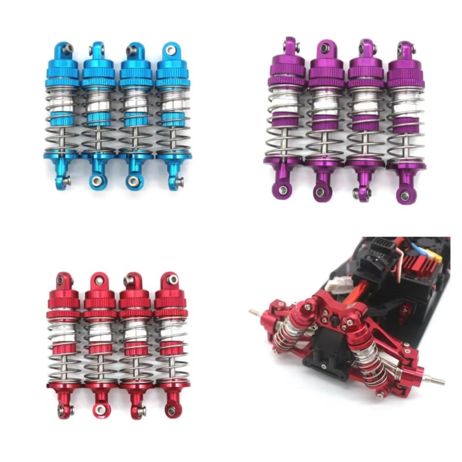 RC Amortiguadores para Mjx 14301 13402 14303 1/14 Delantero Trasero Metálico Coche Teledirigido con Amortiguador Hidráulico Accesorios Mejora(Sky Blue)