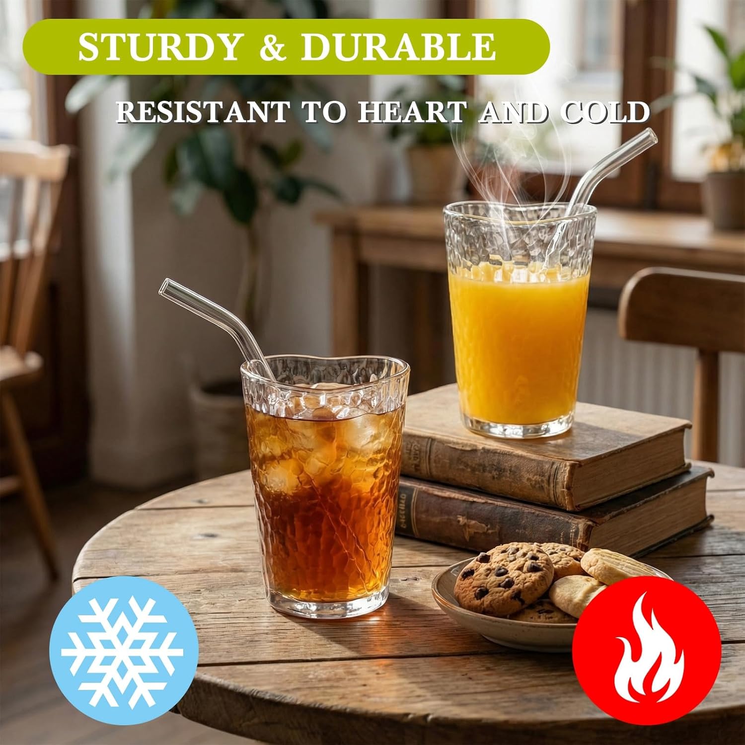 Skylety 6 Sets Heart Glass Tumbler with Straw Clear Ribbed Coffee Glasses Love Drinking Cup for Milk Juice Tea Summer Drinkware Wedding Birthdays Decor School Supplies, 5 oz(Hammered) - Image 7