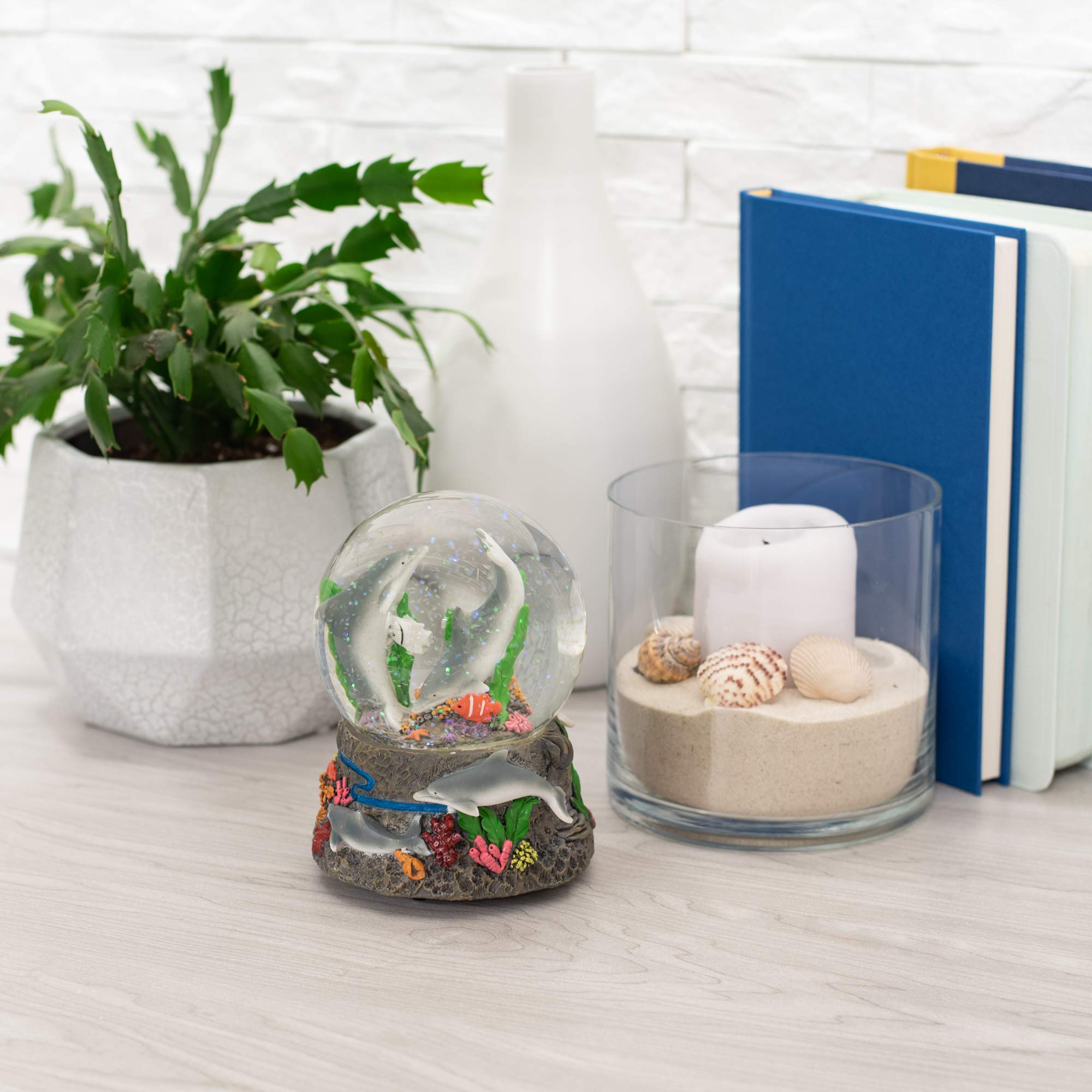 Globo Musicale D'Acqua Elanze Designs Con Pesce Tang: 15 Cm, Base In Resina, Suona 'Wonderful World', Regalo Decorativo