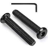 Vista 8 de M6-1 x 8 mm 90 piezas Tornillos de cabeza plana con muesca hexagonal, pernos métricos M6, acero inoxidable 304 18-8, niquelado negro, rosca