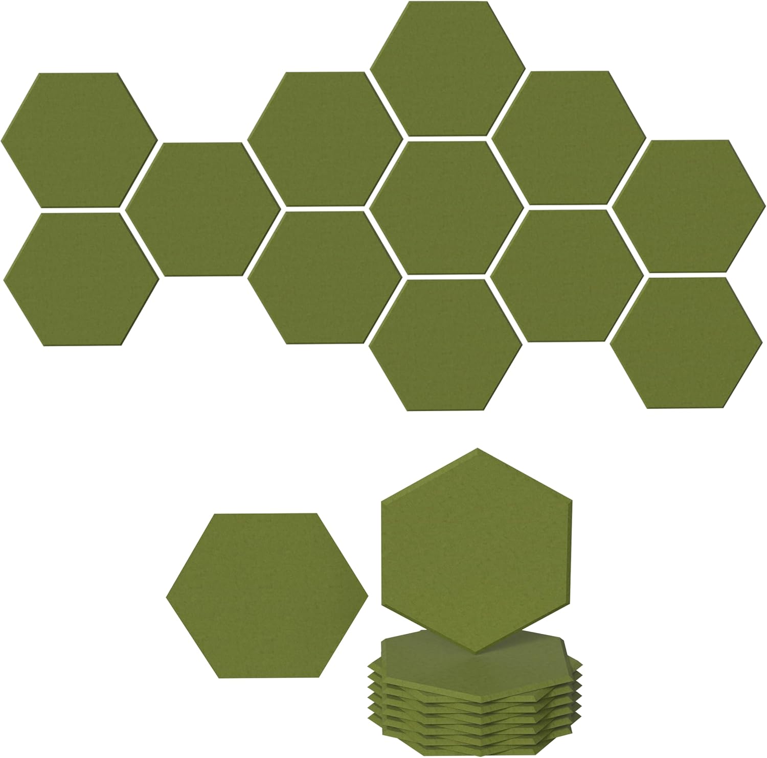 12pack soundproof wall panels acoustic panel acoustic foam panels 11.4"x9.8"x0.35" high-density sound deadening panels wall decoration absorb noise in home,office,recording room,studio (hexagon green)