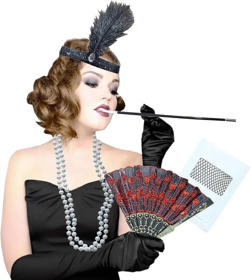 Kit Acessórios Fantasia Melindrosa Cabaré Charleston Vintage Festa Carnaval = 6 Produtos