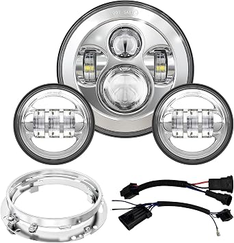 7 inch LED Motorcycle Headlights 4.5" Fog Passing Lights DOT Kit For Harley Davidson Road King Touring FatBoy Street Glide CVO Tri Glide Electra Glide Ultra Limited Classic Switchback harley headlight