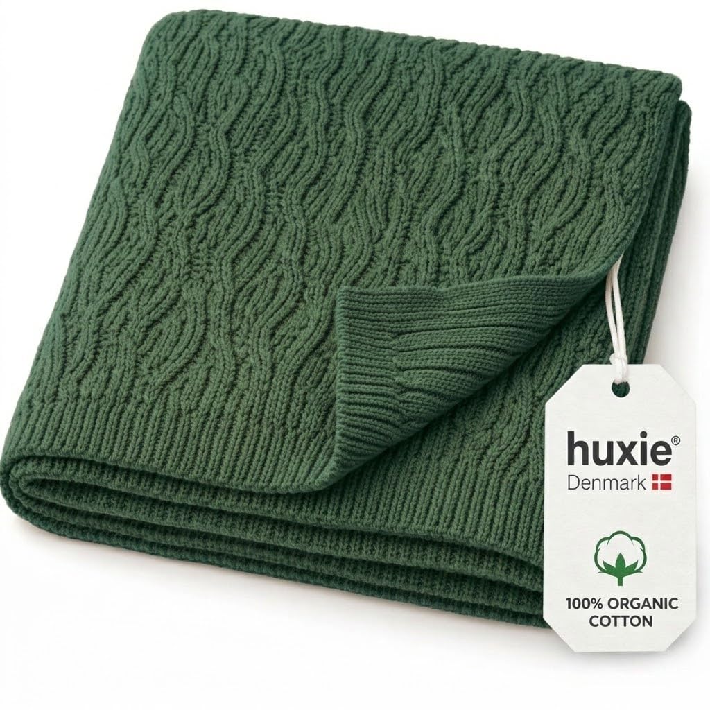 Wave Knit Baby Blanket – 100% Organic Cotton, Newborn Crib Quilt