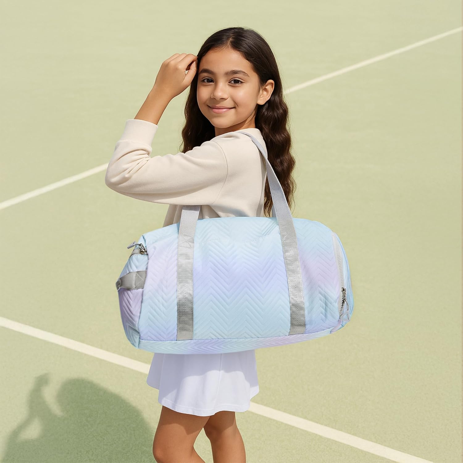 STELLE Women Gym Duffle Bags Girls Dance Bag Weekender Sports Travel Luggage Ballet Gymnastics Bag with Shoe Compartment Waterproof Lilac Mint image 2 of 8 B0FL6V6SKV