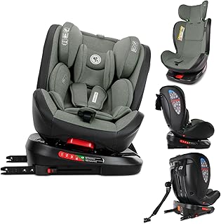 Lorelli Auto Kindersitz Nebula mit Isofix, 360 Grad drehbar, (0-36 kg) Mitwachsender Autositz i-Size 40-150cm - Gruppe 0+/1/2/3, Babysitz ab Geburt, 5-Punkt-Gurt, Einstellbare Kopfstütze, grün