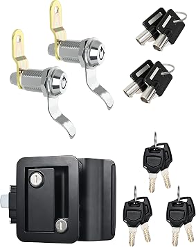 1 1/8 INCH RV Lock with Black Camper Door Lock Latch Bundle