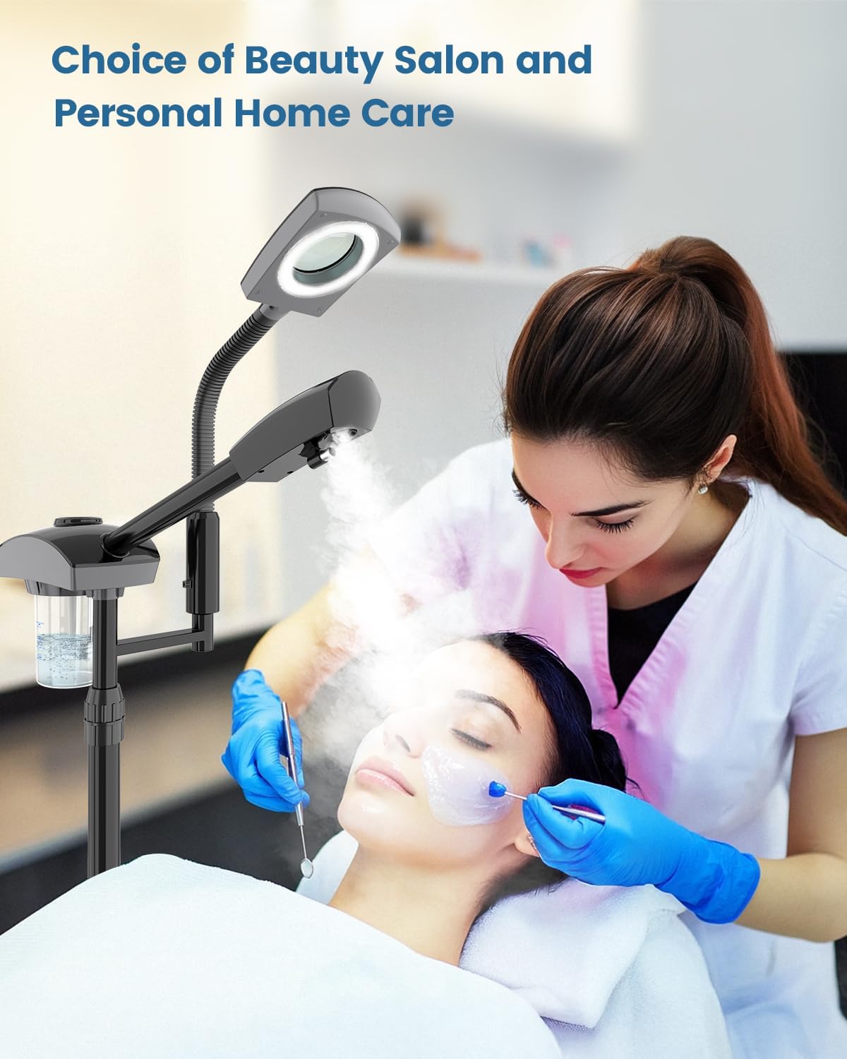 Kingsteam Facial Steamer & 5X Magnifying Lamp Combo, Professional Esthetician Equipment: Adjustable Nano Mist, Deep Pore Cleansing, Blackhead Remover, Acne Treatment Ozone Steamer (60 Min Timer),Black - Image 7