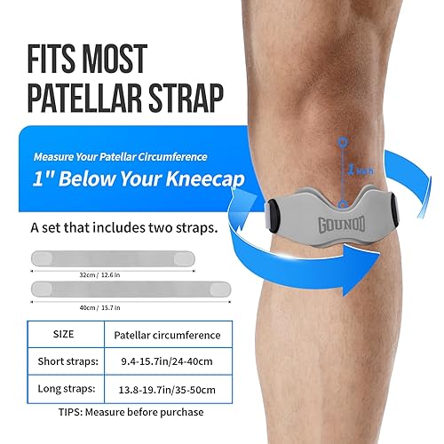 Miniatura 5 de GOUNOD Correa de rodilla para rodilla de saltador, soporte de silicona para deportes, estabiliza el alivio de la tendinitis rotuliana de rótula