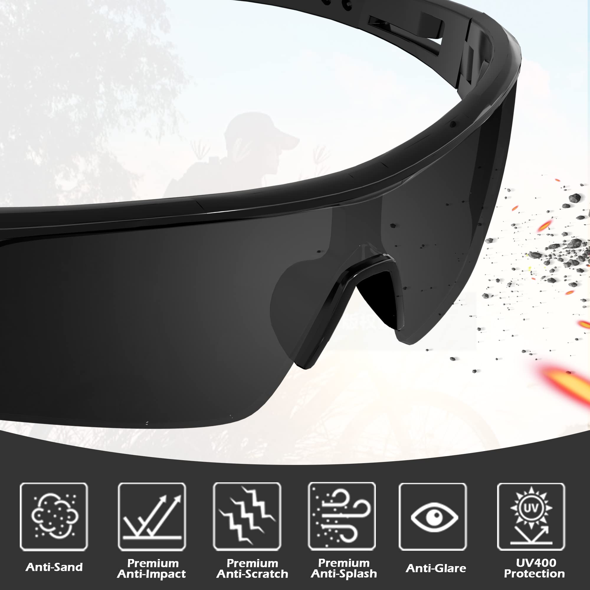 Gafas de seguridad tintadas para hombres, resistentes a arañazos e impactos, protección ocular (6 unidades, gris)