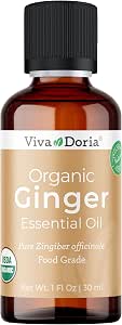 Viva Doria Ginger Essential Oil, USDA Certified, Organic Ginger Oil, 100% Pure, Natural Essential Oil, Undiluted, for Aromatherapy | Food Grade, 30 mL (1 Fluid Ounce)