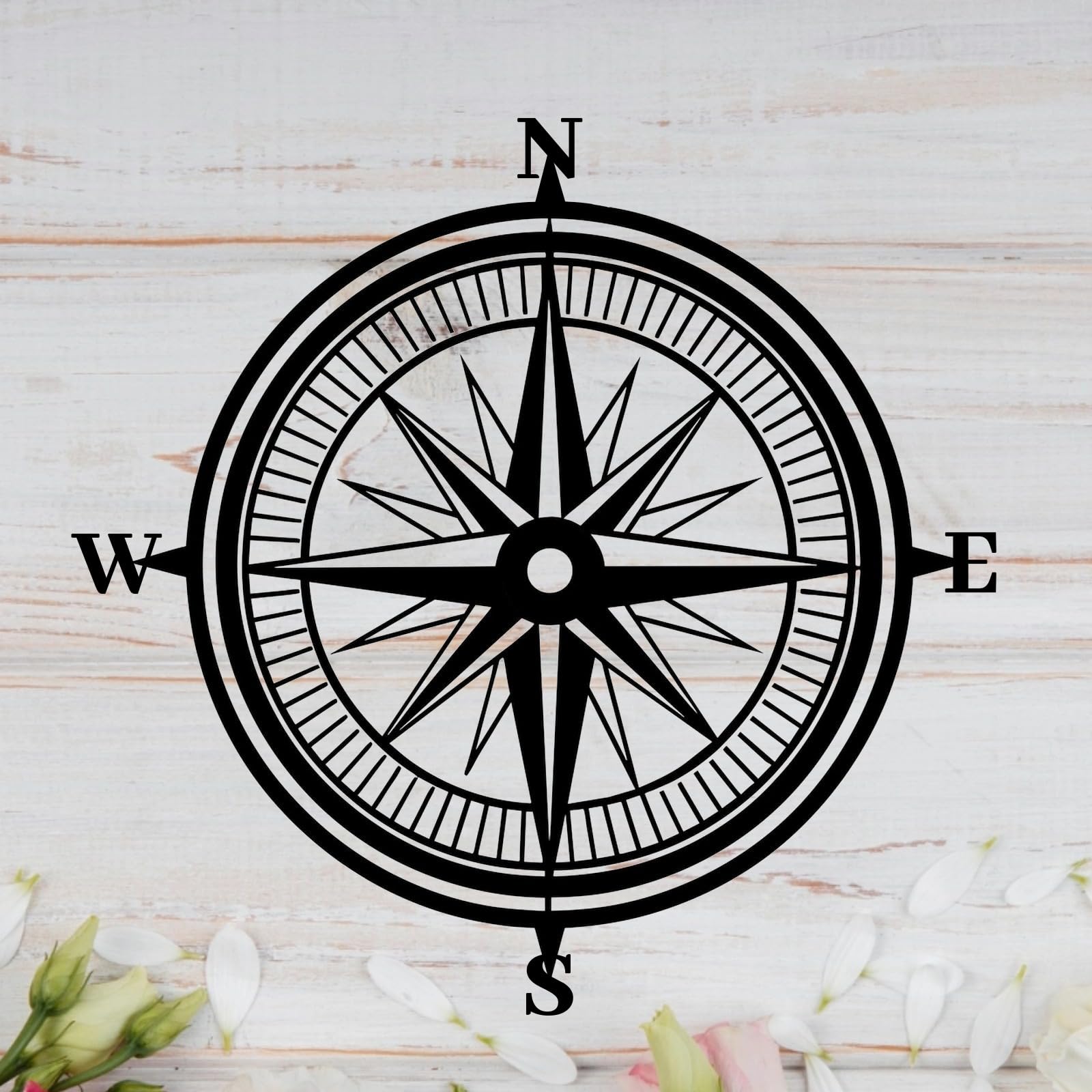 Metal Compass 8" Wall Decor, Metal Mountain Nautical Compass Wall Decor, Metal Wall Art for Living Room Bedroom Office Porch Garden Patio Signs, Wall