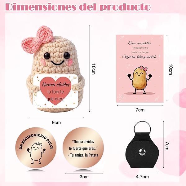 Szhhrxi Regalo Madre - Muñeco de Patata con Energía Positiva – Amuleto de la Suerte Hecho a Mano con Tarjeta Motivadora | Regalo Dia de la Madre, Regalos Mamá cumpleaños - Gifts for Mom (Patata) - 2