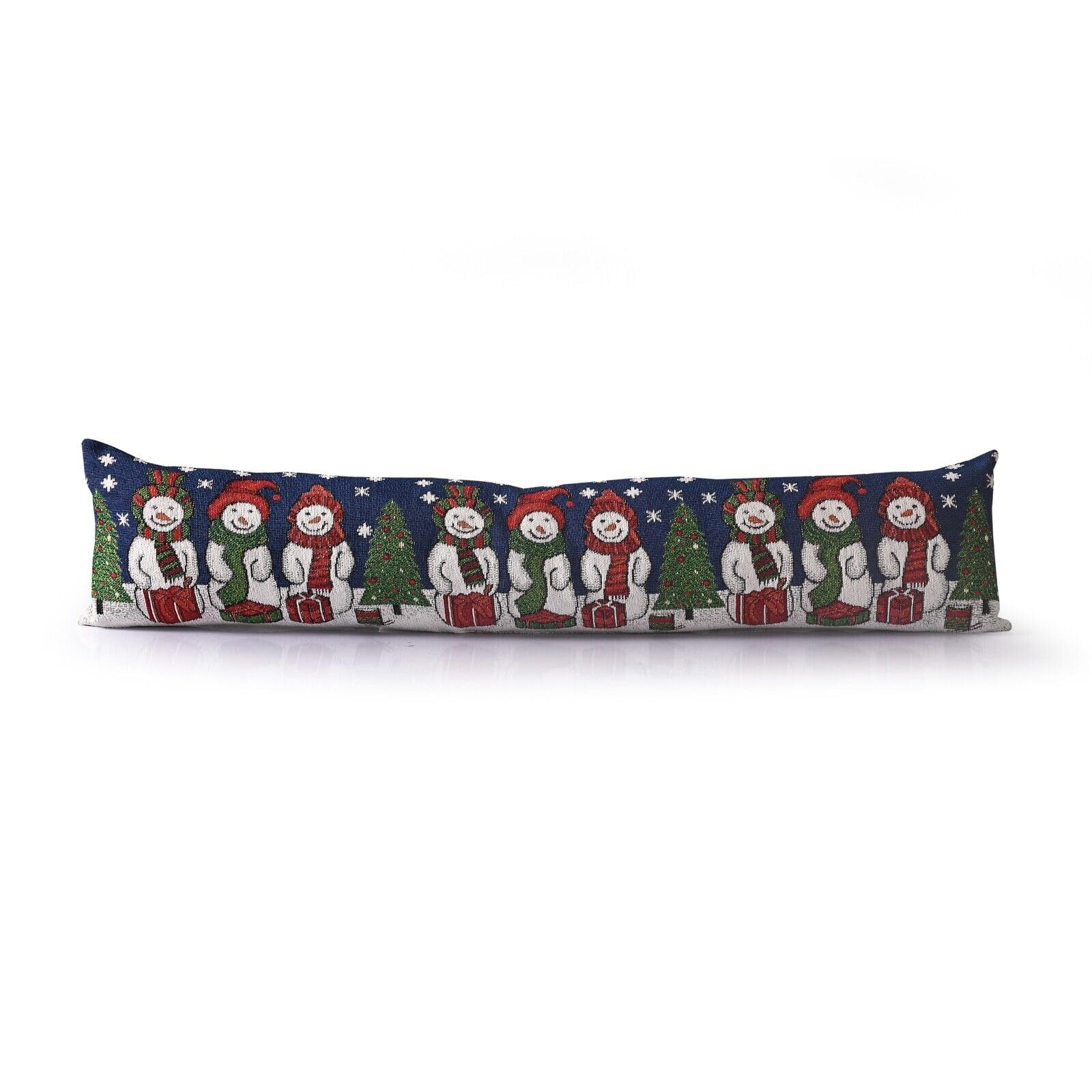 Sue Rossi Grey Red Draught Excluder For Bottom Of Door, Draft And Soundproof Window And Doors Cushion Snake, Insulation From Cold Air, Save Energy, Fabric 22Cm X 90Cm (Snowman)