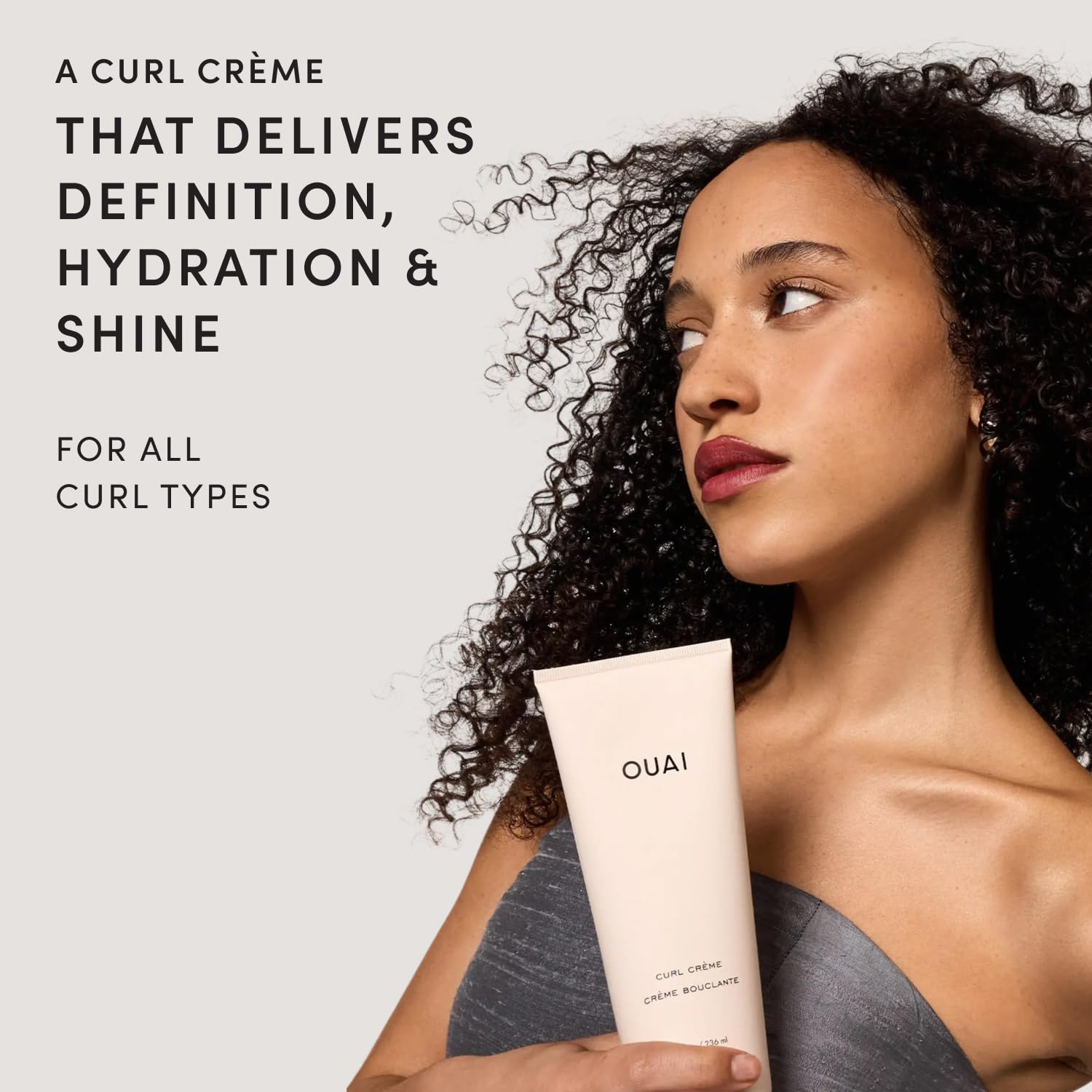 OUAI Curl Cream - Lockencreme mit Babassu-, Kokos-, Lein- & Chiasamenöl - Definiert, hydratisiert & verleiht Glanz - Gegen Frizz - 236 ml