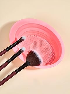 اداة تنظيف ادوات التجميل - طبق سيليكون عملي للتنظيف العميق لفرش المكياج والاسفنج باستخدام قاعدة ضغط ومحلول مزيل، قابل للطي وجاهز للسفر