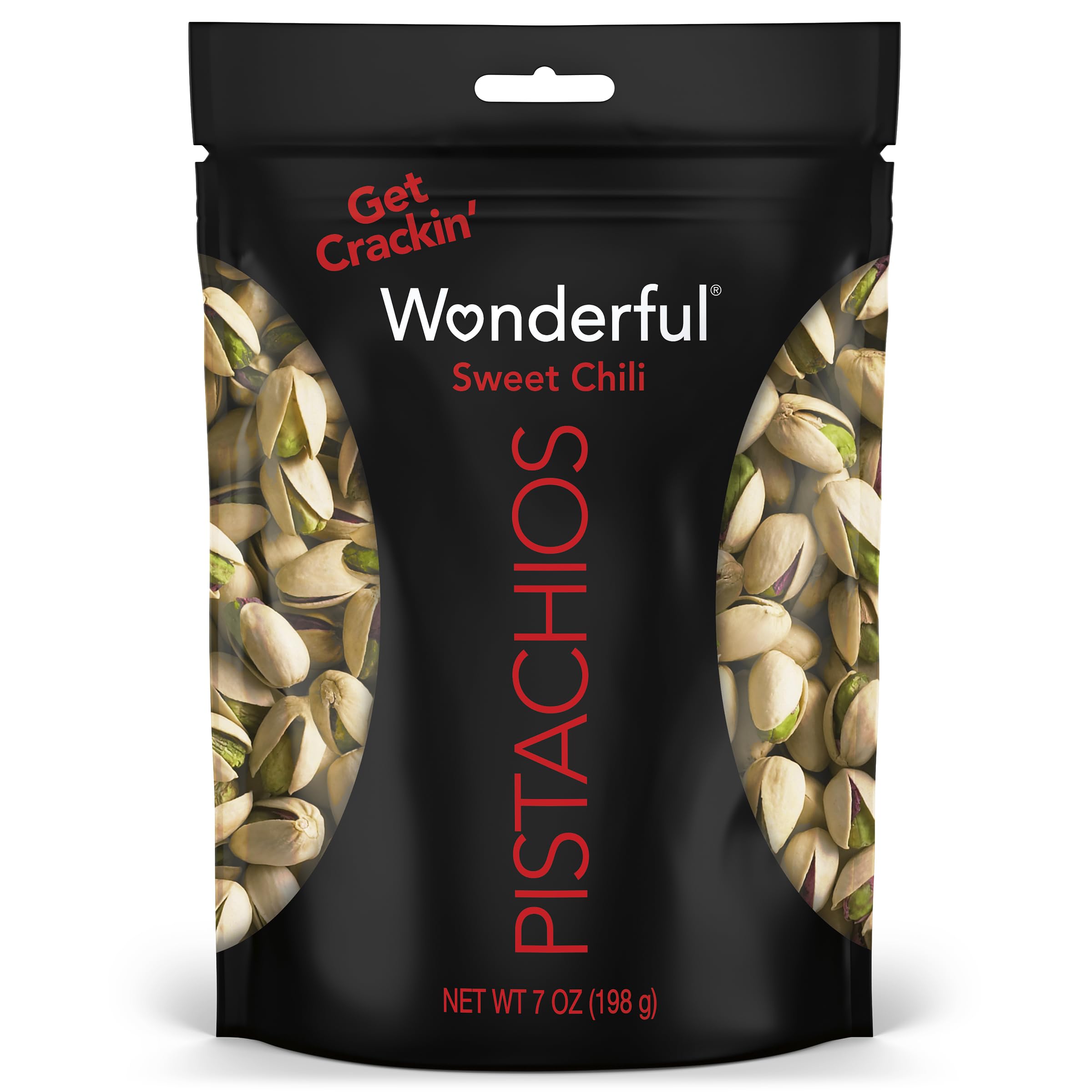 Wonderful Pistachios In Shell, Sweet Chili Flavored Nuts, 7 Ounce Resealable Bag, Protein Snacks, Gluten Free, Healthy Snacks