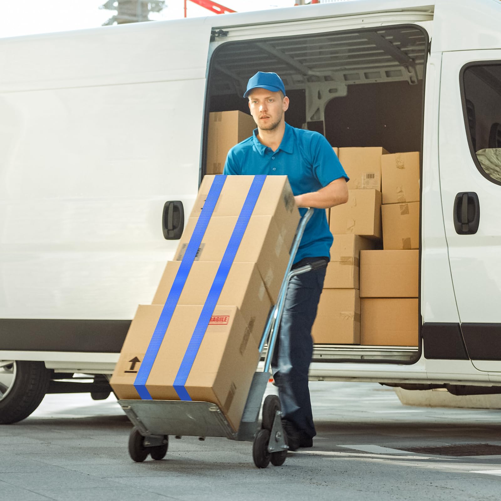 Carehabi Cinghia di fissaggi 4M,Set da 2 Pezzi,Lunghezza Fino a 800 kg,Cinghie di serraggio Per il trasporto di materiali,motocicli,biciclette,rimozioni,pacchi bagagli,camping(Blu)