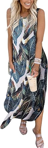 Miniatura 4 de ANRABESS Vestido largo de verano para mujer, vestido de playa para vacaciones, sin mangas, casual, holgado, camisa, vestidos de viaje 2025