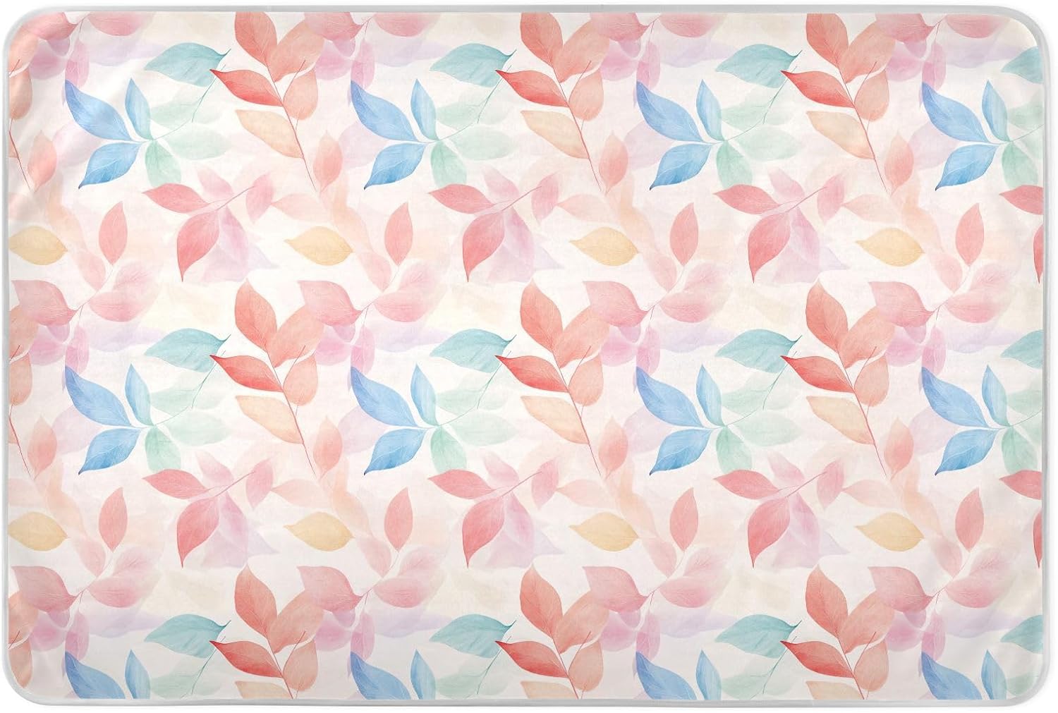 Watercolor Art Leaves Light Red Extra Large Resuable Potty Training Pad Soft Absorbent Pads for Bed Non-Slip Pee Mats for Kids Adults Pets , 52" L x 34" W