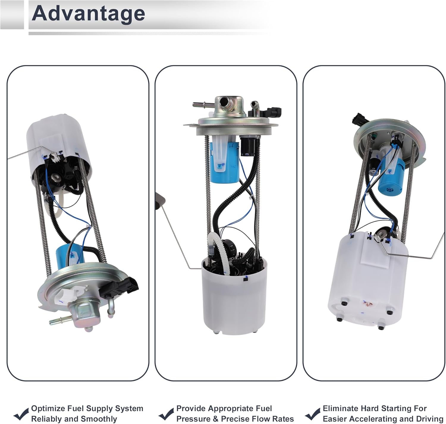 Electric Fuel Pump Assembly for GMC Sierra 1500 for Chevrolet Silverado 1500 10-13 V8 4.8L Fuel Filter Pump Module with Inlet Strainer No.19257093