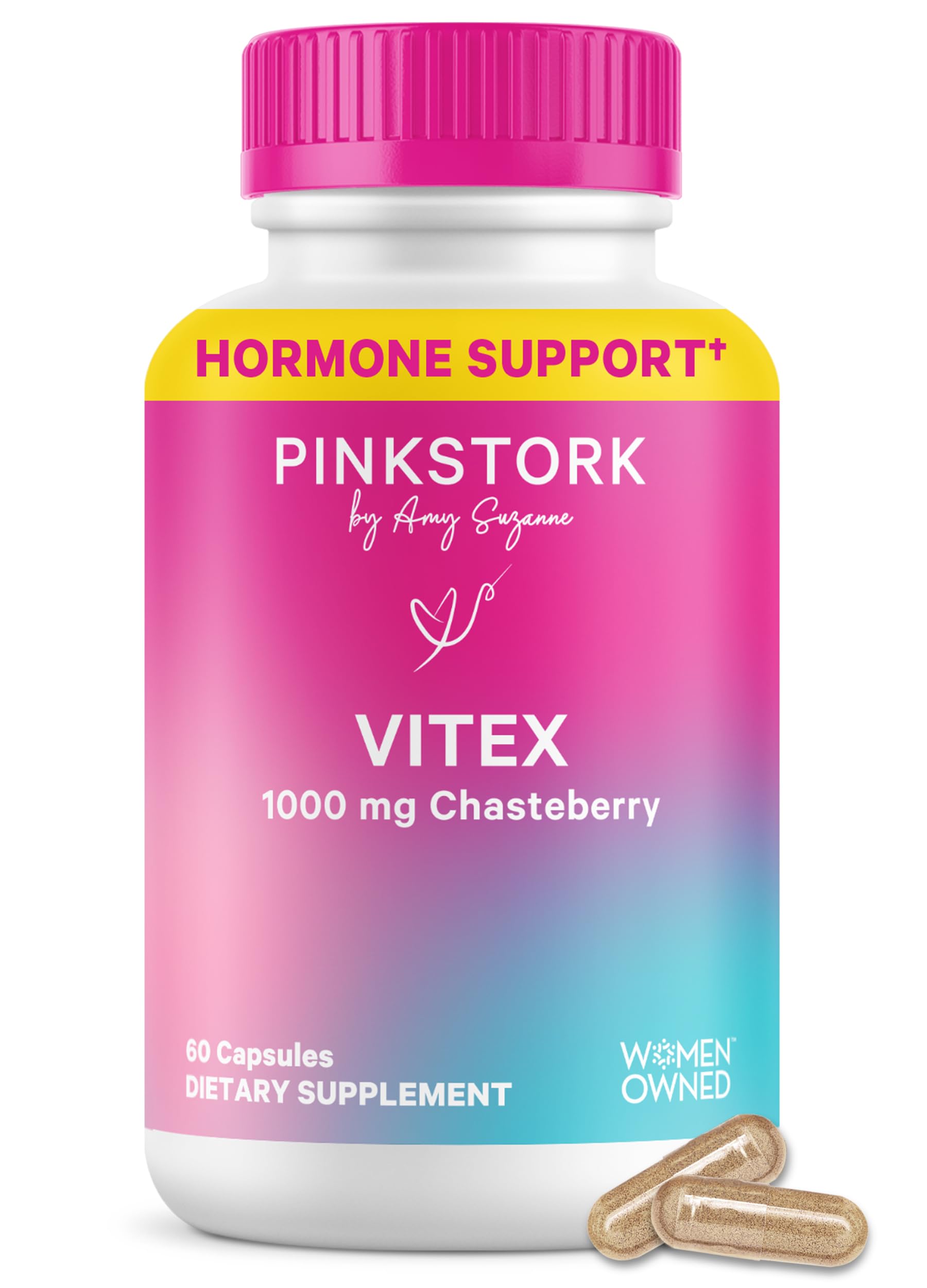 Pink Stork Organic Vitex – 1000 mg Chaste Tree Berry – Plant-Based Support for Perimenopause & Hormonal Harmony – Helps Maintain Cycle Regularity & Hormone Balance – 60 Vegan Capsules