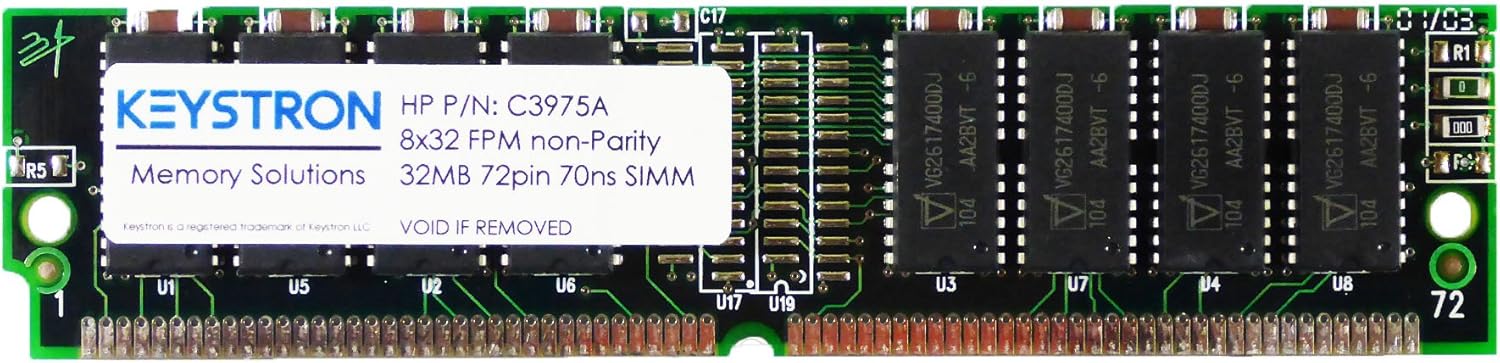 C3975A 32MB 70ns 72pin SIMM Memory Upgrade for HP LaserJet 4+, 4M+, 5, 5N, 5M, 5Si, 4V, 4MV