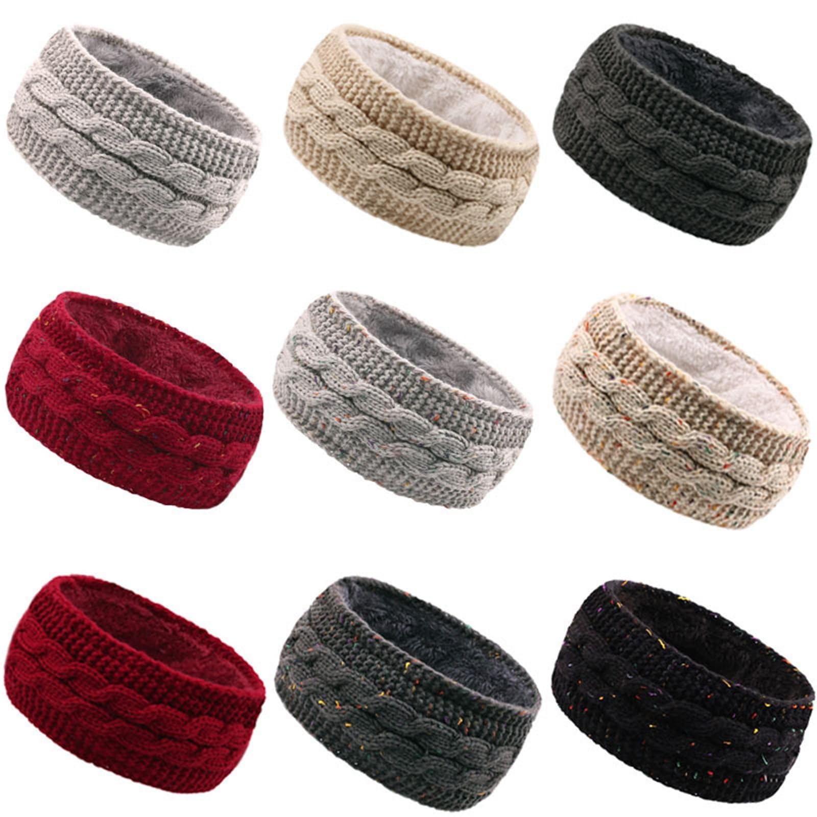 Stirnband 2 Stück Winter gestrickter winddichter Gehörschutz Keepwarm Winter Haarband dickes Stirnband Winter Stirnband(Red)