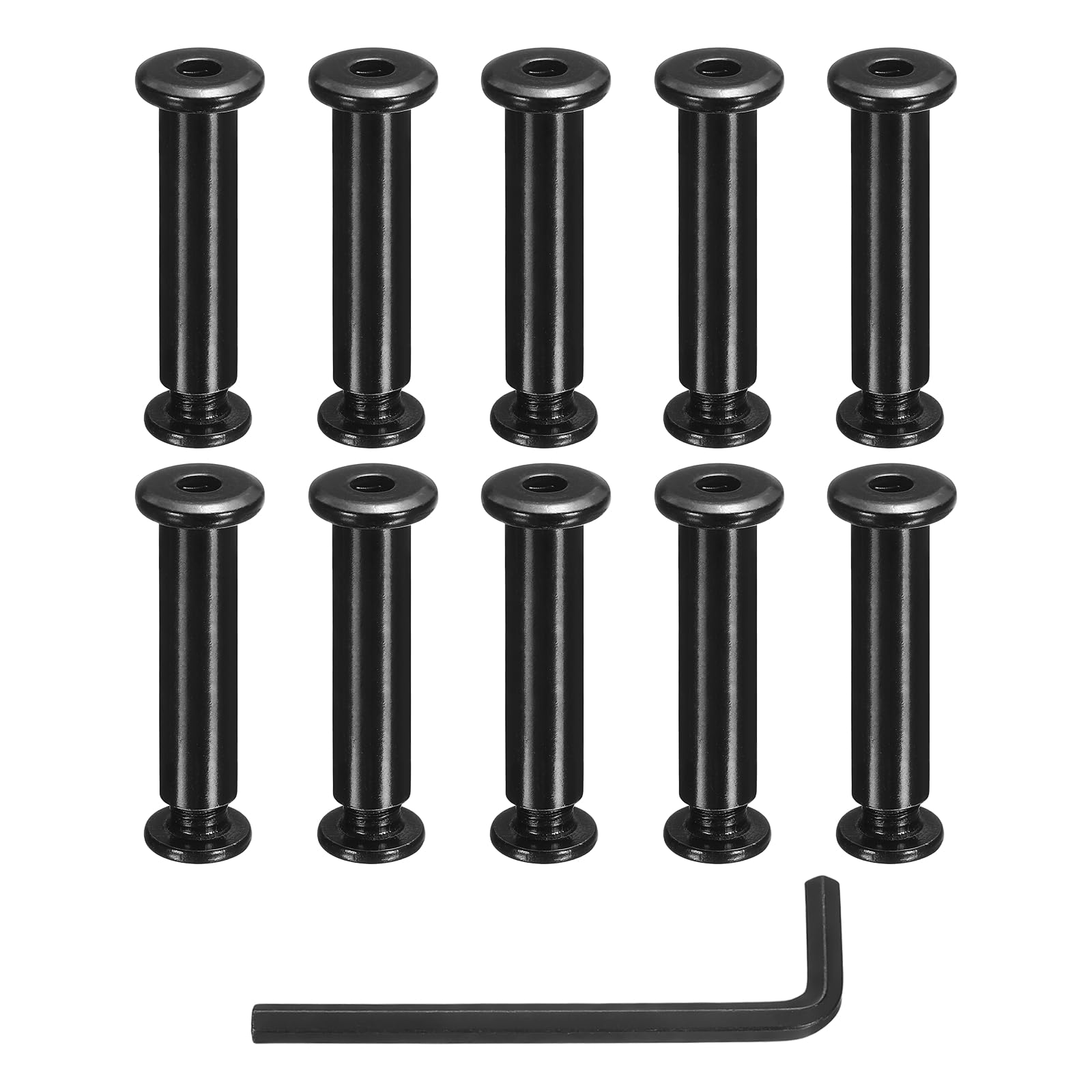 uxcell 10 Sets Binding Post Screw, M8x18mm Bolts Female 10x43mm Hex Drive Socket Cap Screw Rivets Chicago Screws Furniture Bolts Stainless Steel with Wrench for Furniture Repair, Black