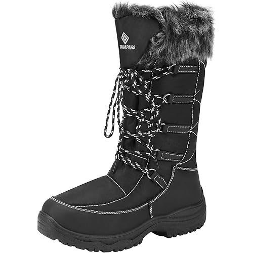 DREAM PAIRS Women's Warm Faux Fur Lined Mid-Calf Winter Snow Boots