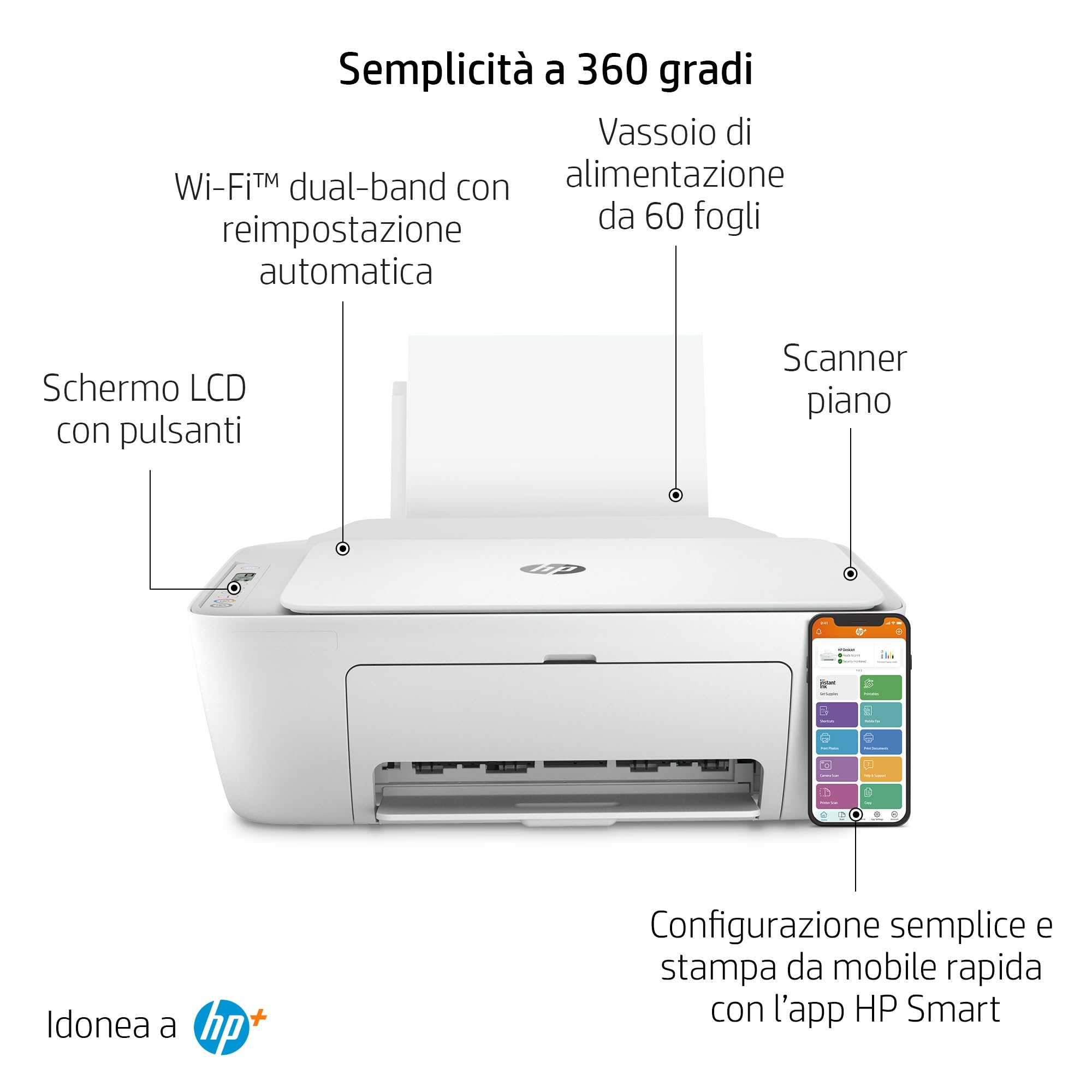 HP DeskJet 2710e Stampante A4 4800x1200 DPI 7,5 ppm Wi-Fi