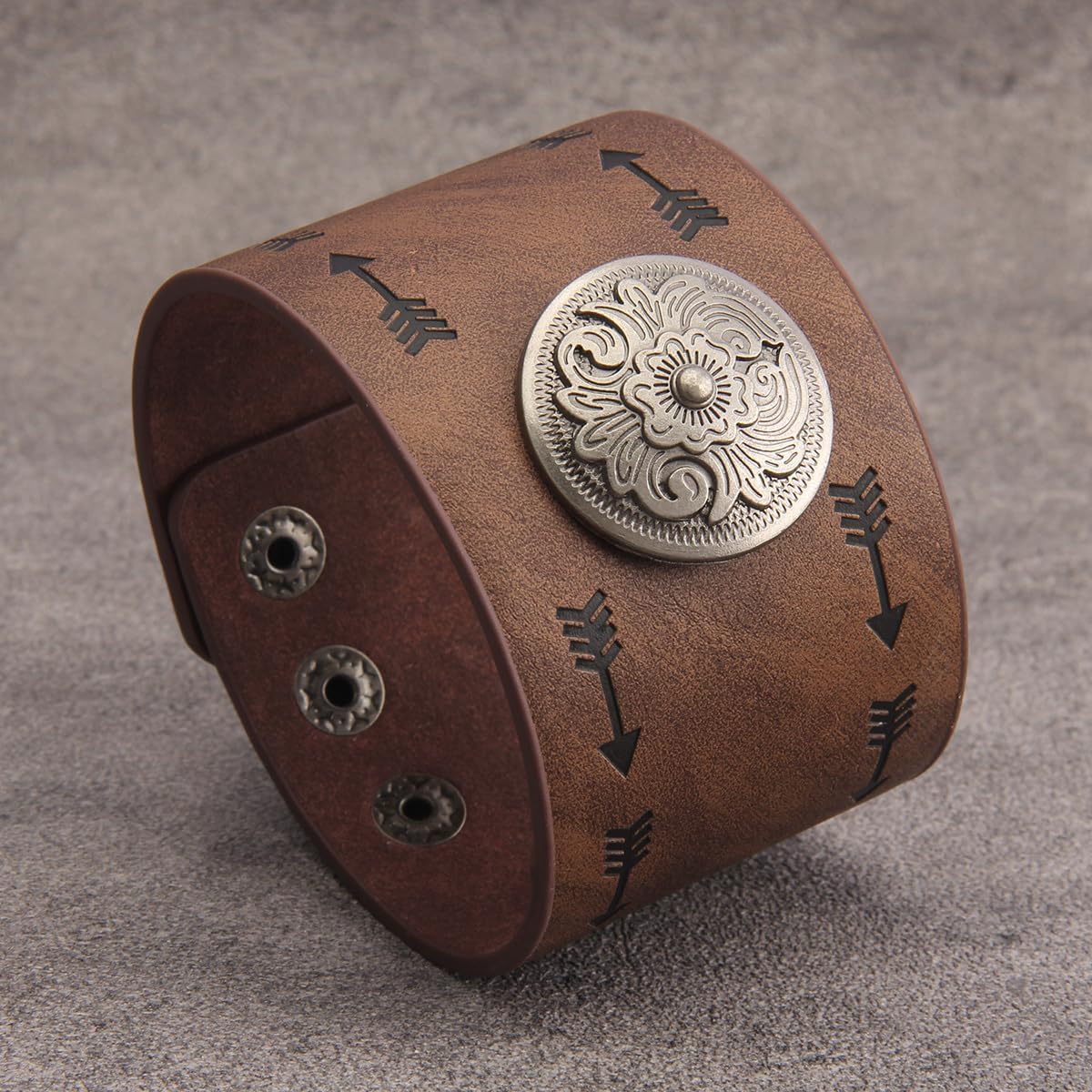 Leather Bracelet for Men Wrist Cuffs Leather Arm Bands Punk Leather Wristband Black Leather Cuff Bracelet for Women - Image 3