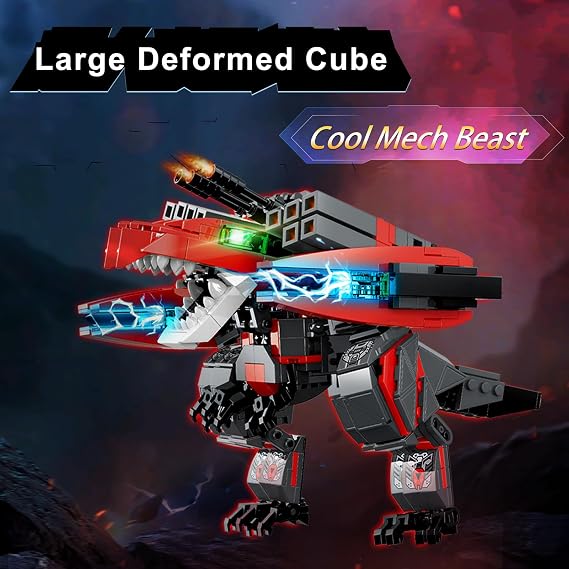 LITTLE FROGGY Transformable T-Rex Robot Building Kit 544 Pieces 2 in 1 Dinosaur Cube Model STEM Building Toy for Ages 6+